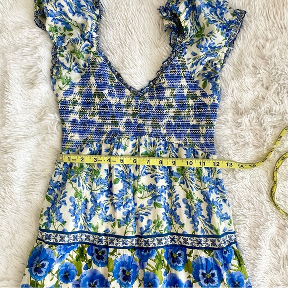 Alice Olivia Rosalyn Dress Maxi Floral Tiered Smocked Perfect Pansy Puff Sleeves - Picture 14 of 16